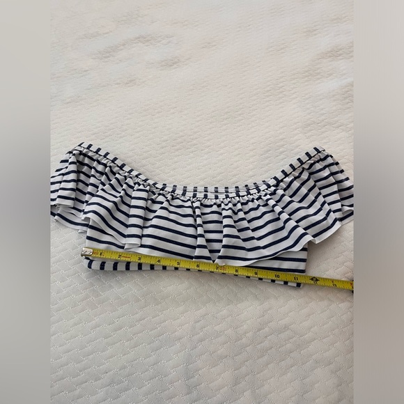 Striped bardot off the shoulder bathing suit top size S - Picture 4 of 7
